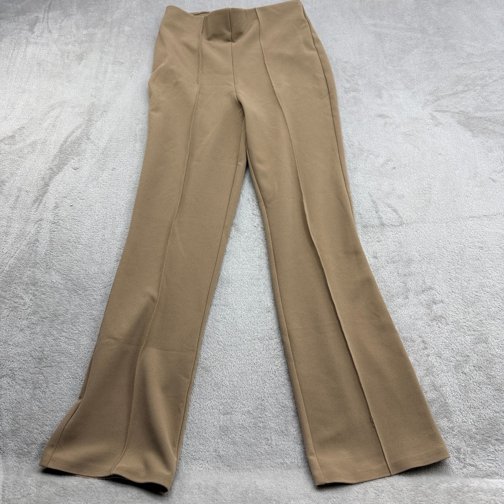 Cupcakes and Cashmere Flare Pants Women XS Tan Hi Rise Crepe Modern Chic Trouser